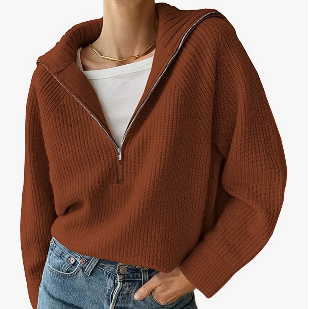 Women's V-Neck Sweater in Brown